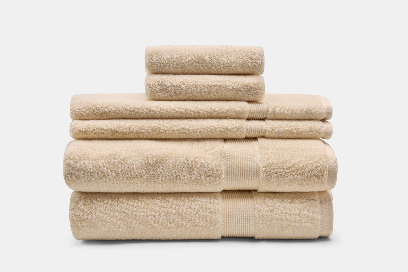 Set of luxury USA cotton bath towels in beige