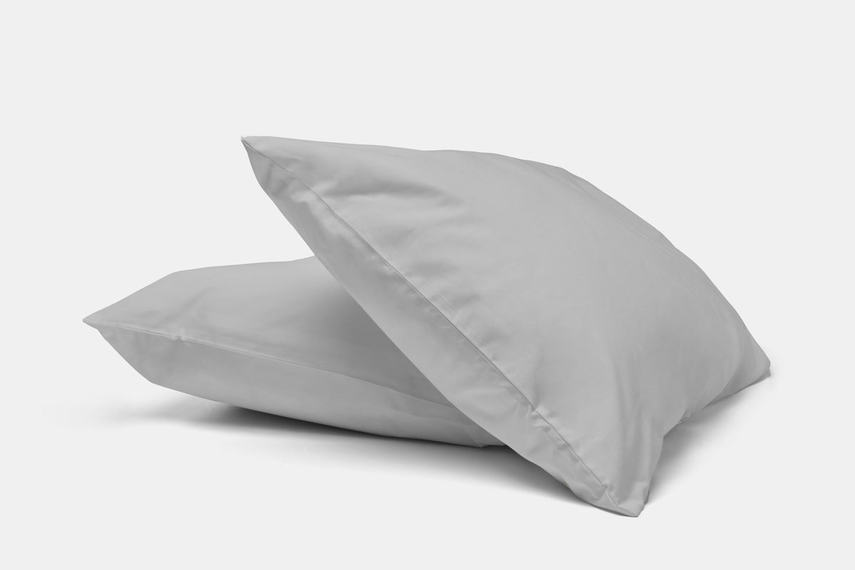 Two Stacked Pillows Color Steel Grey Bed Pillow Cases / Covers Natural Cotton Made In USA
