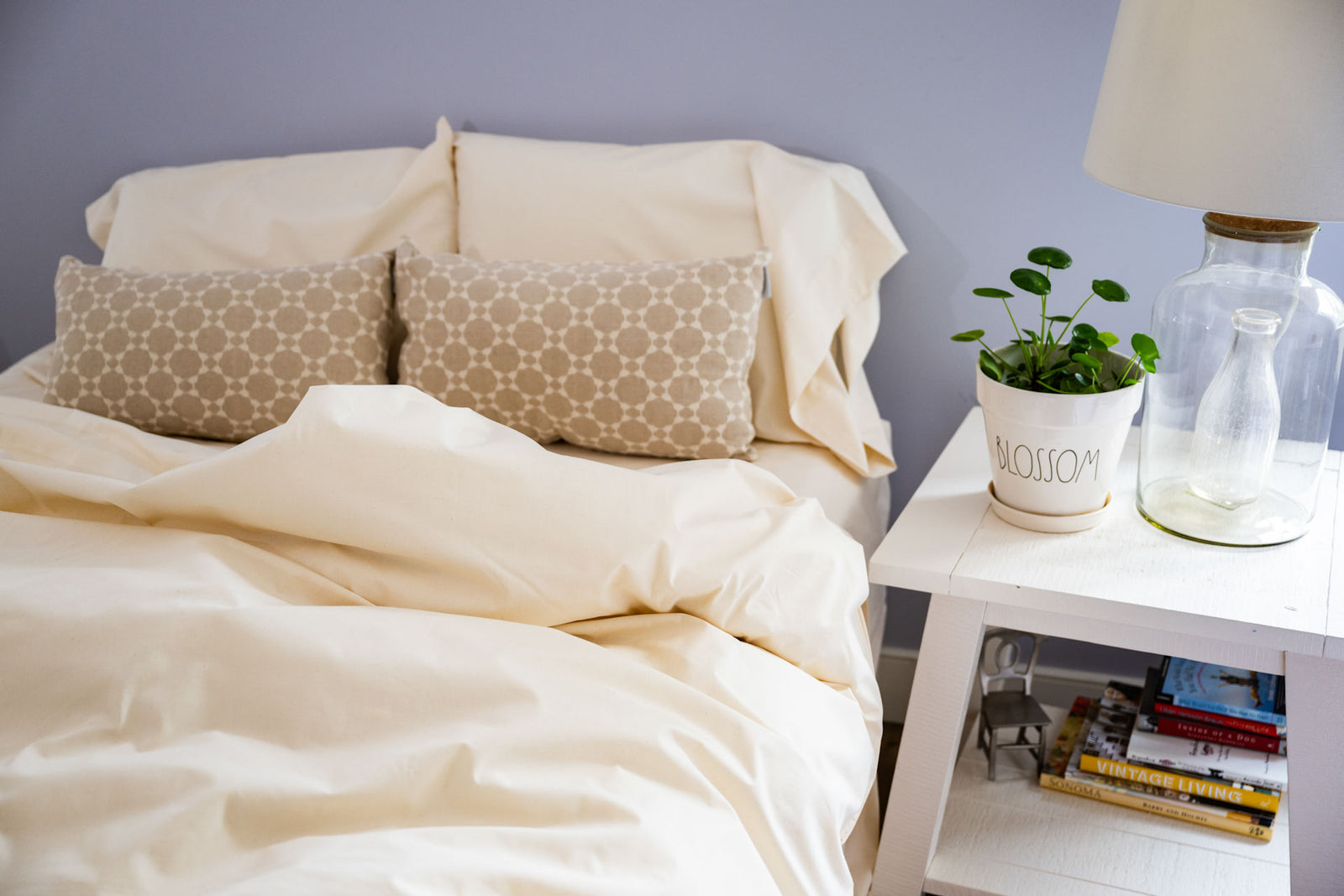 Percale bed set, duvet set, and pillows bundle