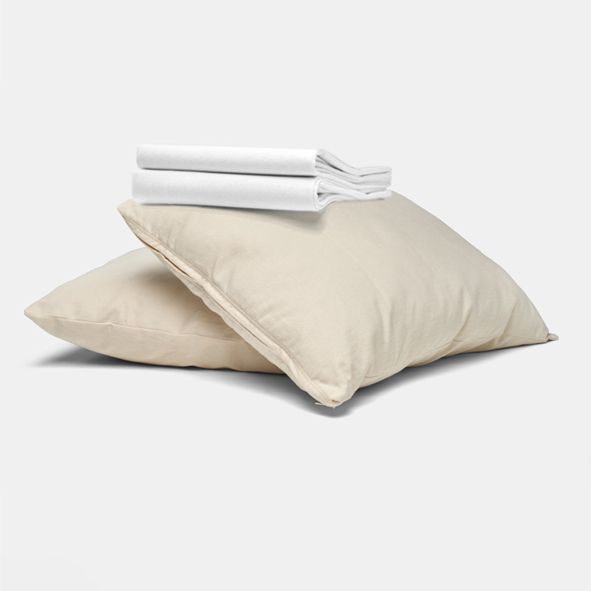 Pillows in cotton pillowcases