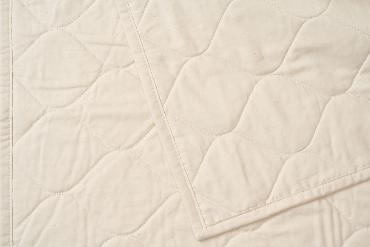 Close Up Color Natural Quilted Bedspread 100% Cotton Made in USA