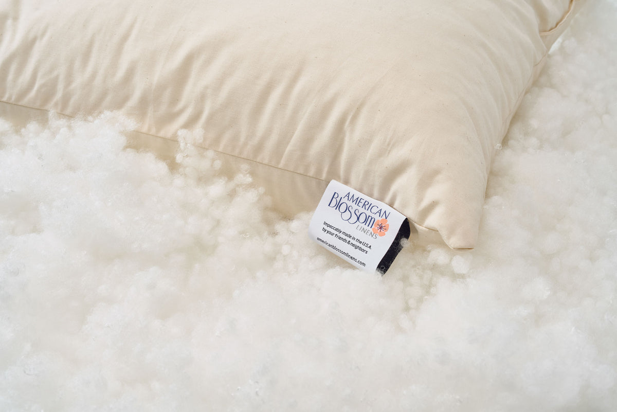 Percale bed set, duvet set, and pillows bundle on fluffy white bedding