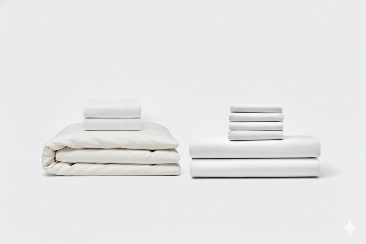 Bed sheet and duvet set bundle in white for bedding