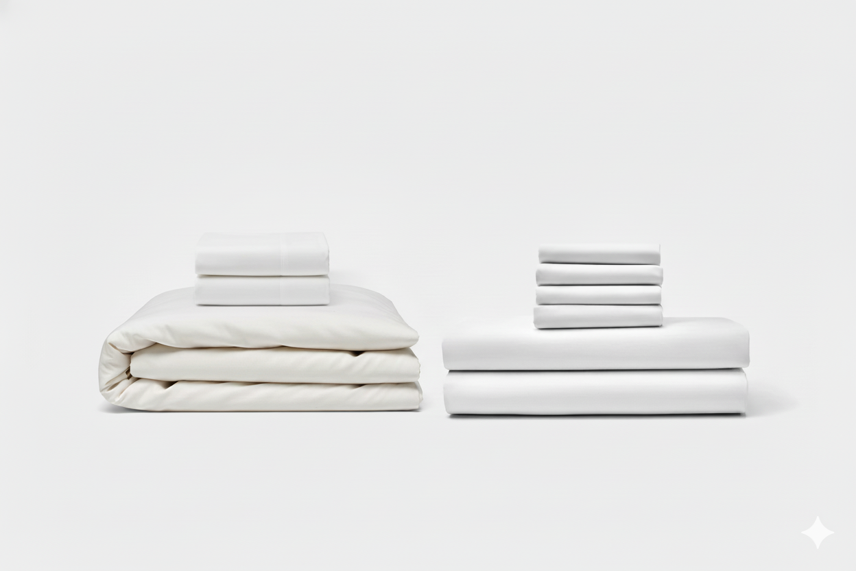 Bed sheet and duvet set bundle in white for bedding