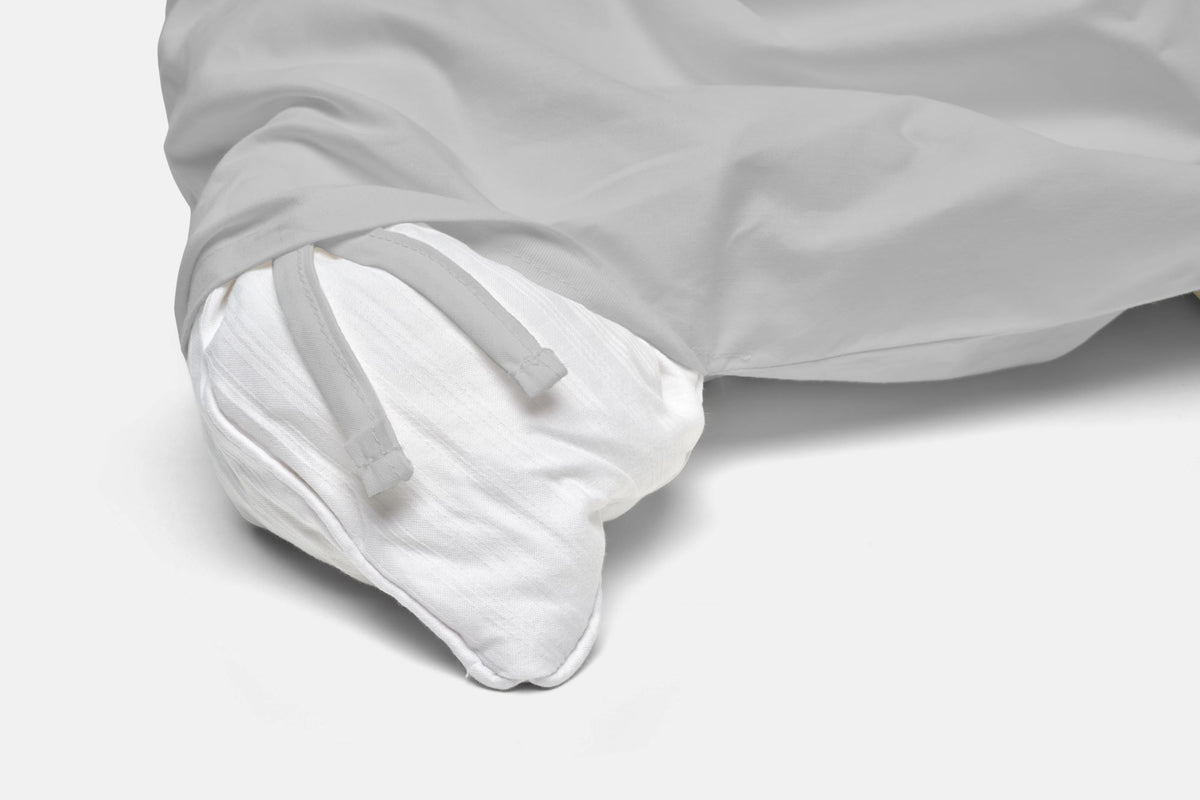 Steel Gray cotton duvet cover set with drawstring closure