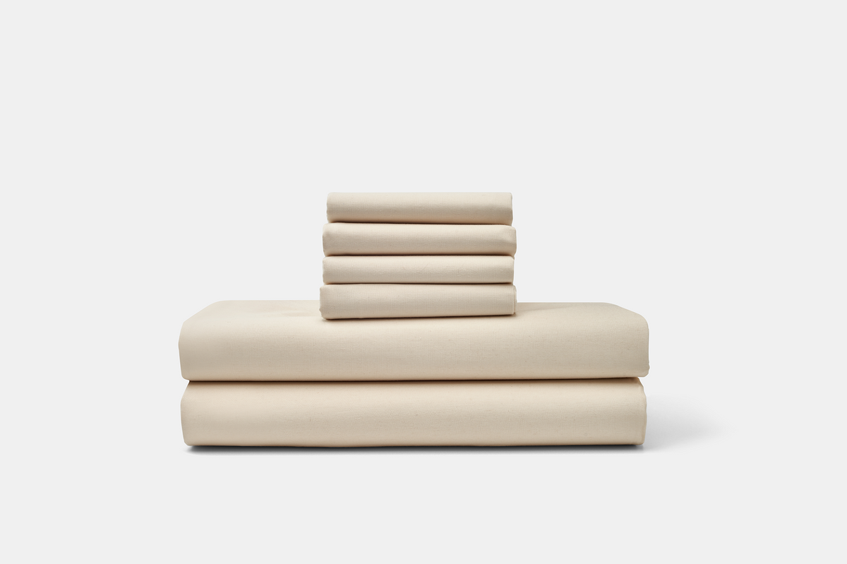 Sheet Set Stack Color Natural Bed Sheet Set Percale Natural Cotton Made in USA