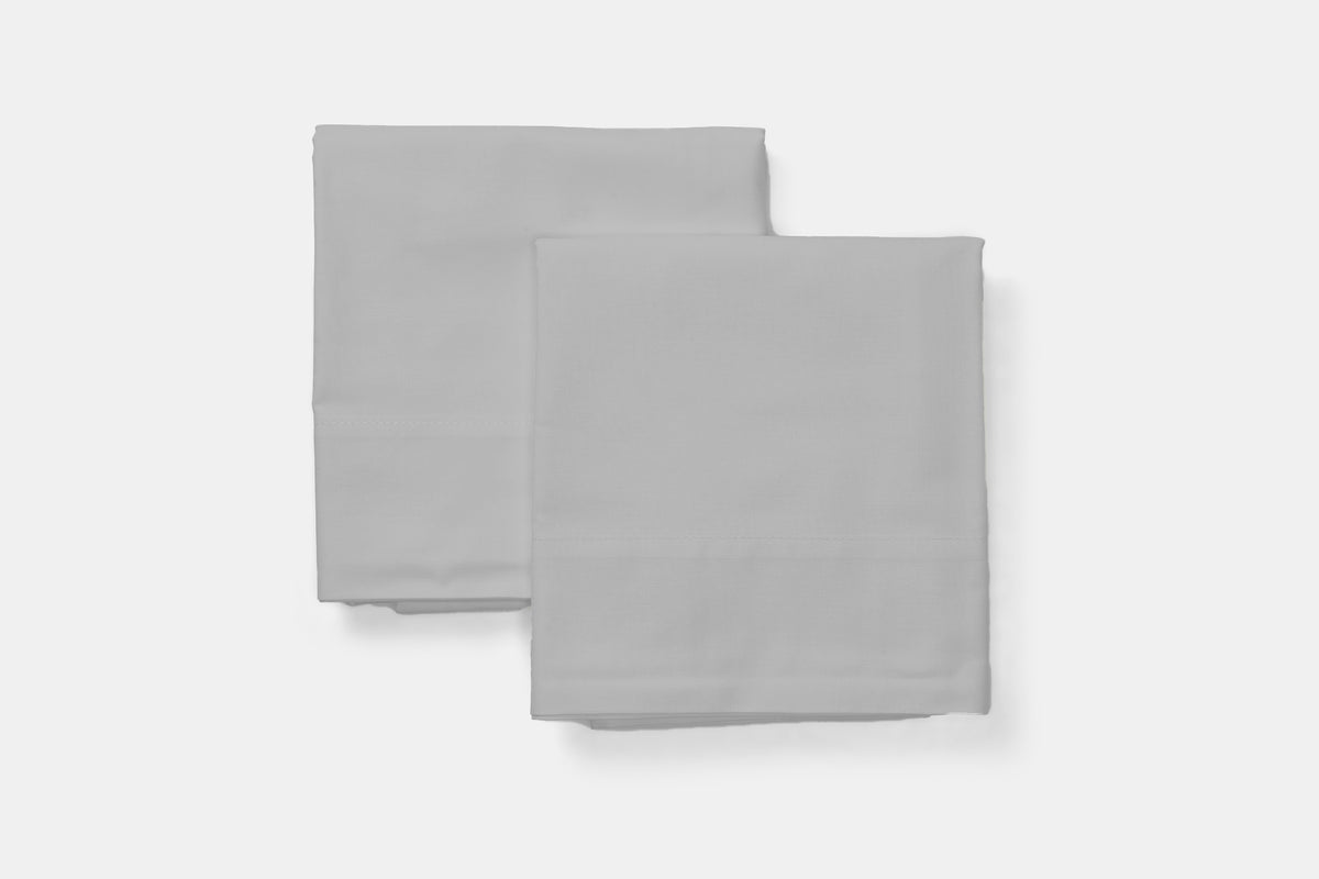 Two Folded Stacked Pillowcases Color Steel Grey Bed Pillow Cases / Covers Natural Cotton Made In USA